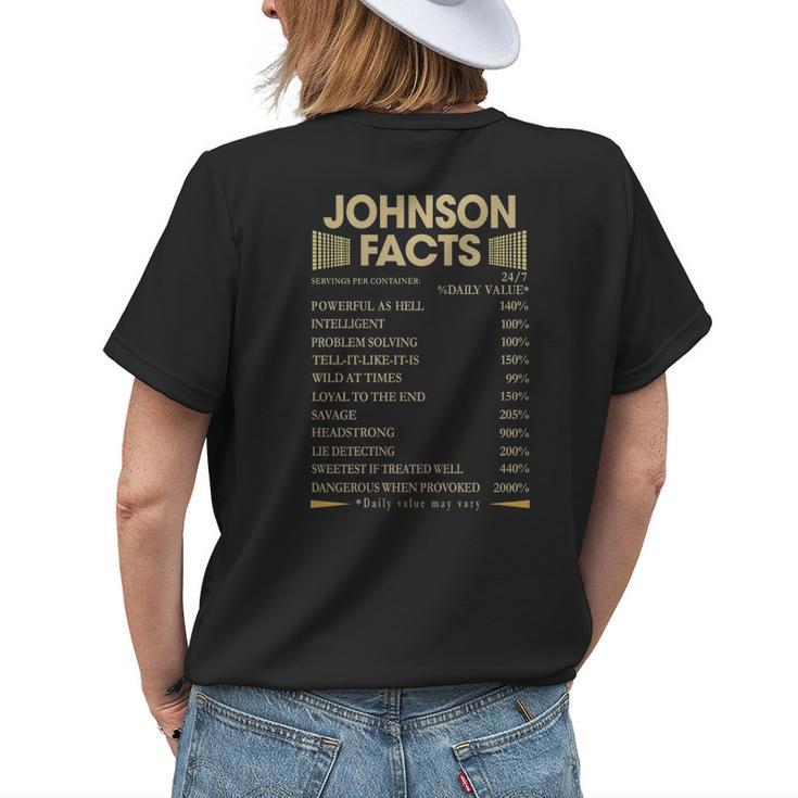 Johnson Name Gift Johnson Facts V2 Womens Back Print T-shirt Gifts for Her