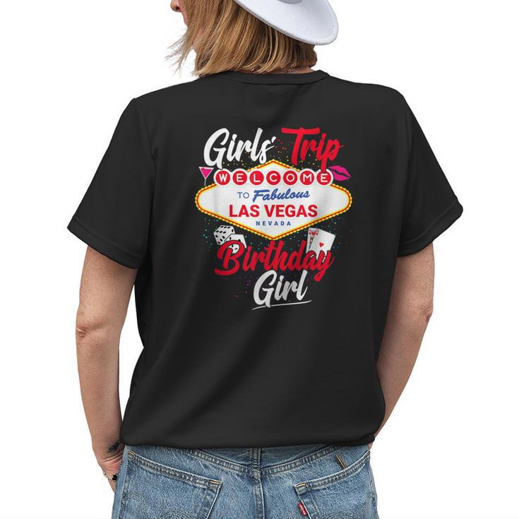 Las Vegas Birthday Party Girls Trip Vegas Birthday Girl Womens Back Print T-shirt Gifts for Her