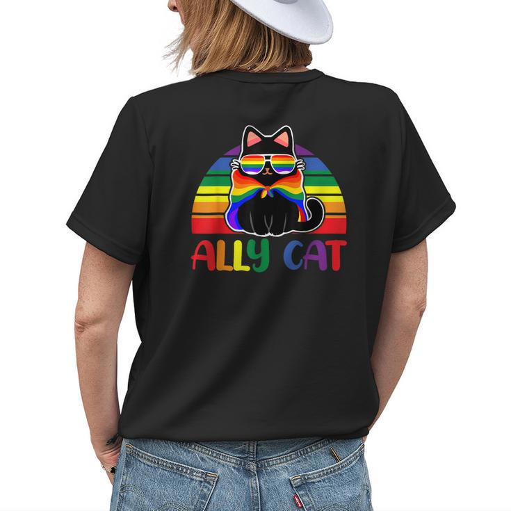 Lgbt Ally Cat Be Kind Gay Rainbow Funny Lgbtq Flag Gay Pride Womens Back Print T-shirt Gifts for Her