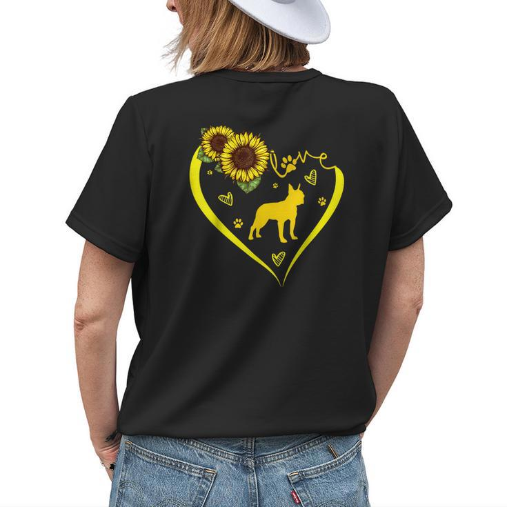 Love Boston Terrier Sunflower For Dog Lover Gift Womens Back Print T-shirt Gifts for Her