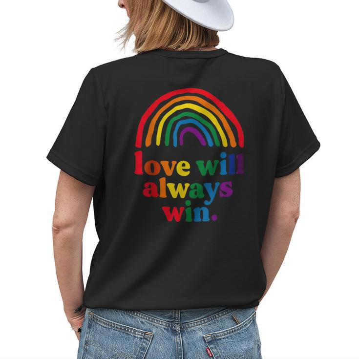Love Will Always Win Pride Rainbow Kid Child Lgbt Quote Fun Womens Back Print T-shirt Gifts for Her