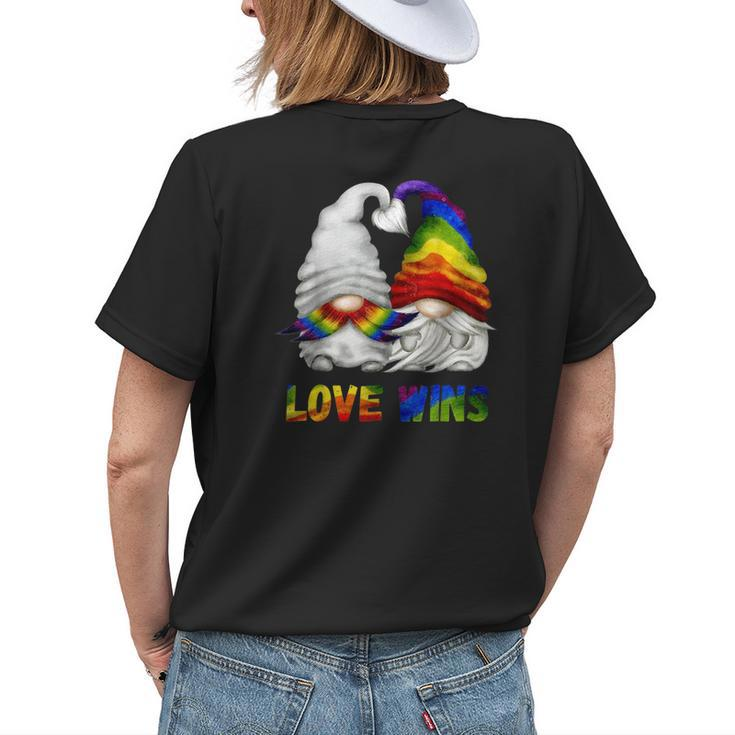 Love Wins - Cute Lgbtq Rainbow Gnomes For Proud Gay Couple Womens Back Print T-shirt Gifts for Her