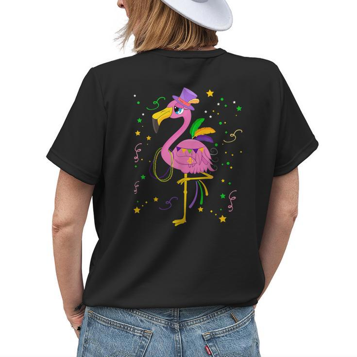 Mardi Gras Flamingo Carnival Festival New Orleans Womens Back Print T-shirt Gifts for Her