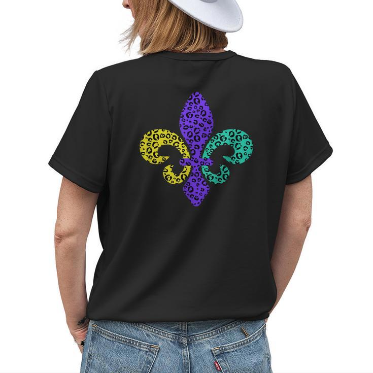 Mardi Gras Parade Fleur De Lis Leopard Cheetah Print Womens Back Print T-shirt Gifts for Her
