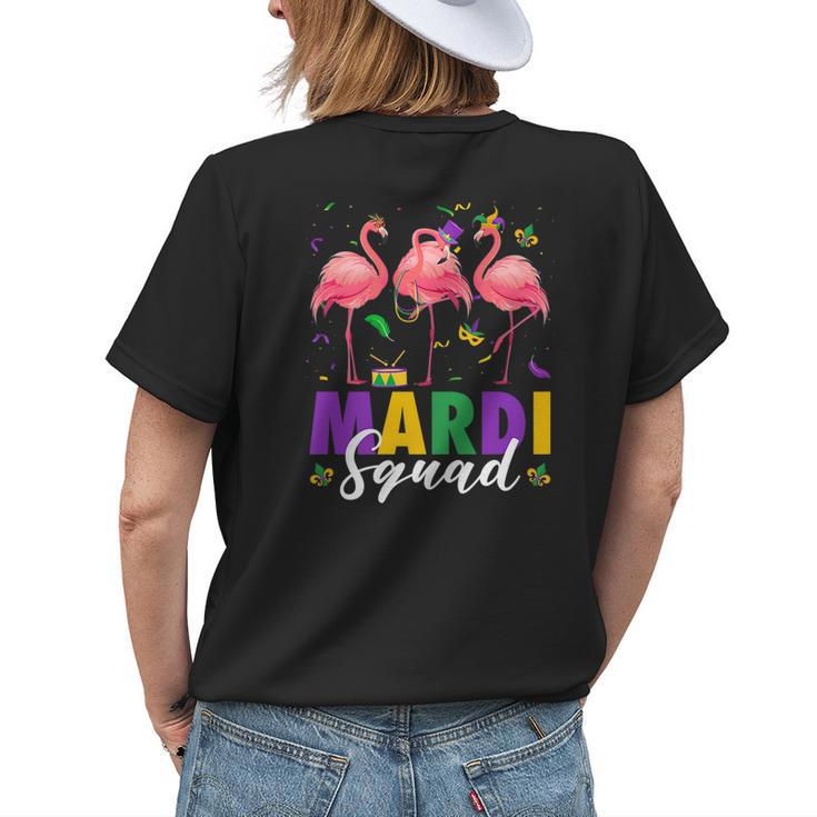 Mardi Squad Jester Flamingo Mardi Gras Fat Tuesday Parade Womens Back Print T-shirt Gifts for Her