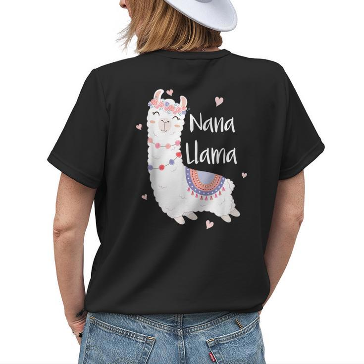 Nana Llama Cute Grandma Llamas Lover Women Funny  Womens Back Print T-shirt