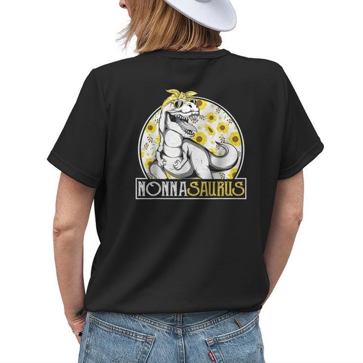 Nonna Saurus Sunflower  Dinosaur Italian Grandma T Rex Womens Back Print T-shirt