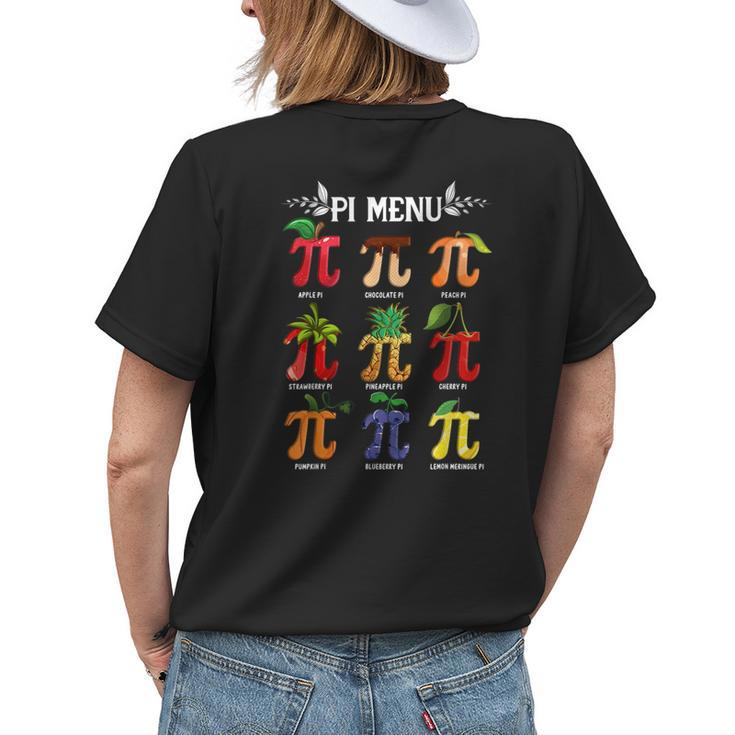 Pi Menu Tropical Fruits Funny Pi Day 314 Math Teacher Cute Womens Back Print T-shirt Gifts for Her
