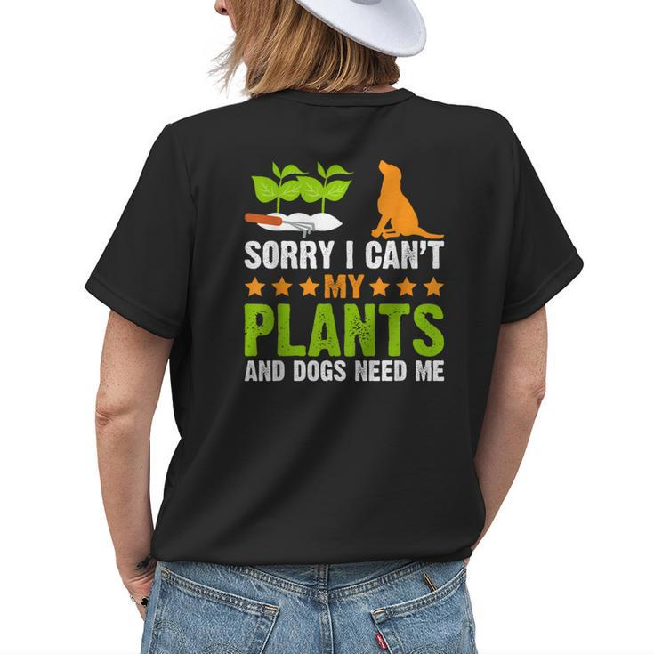 Plants And Dog Lover Gardener Funny Gardening And Dogs Lover Womens Back Print T-shirt Gifts for Her