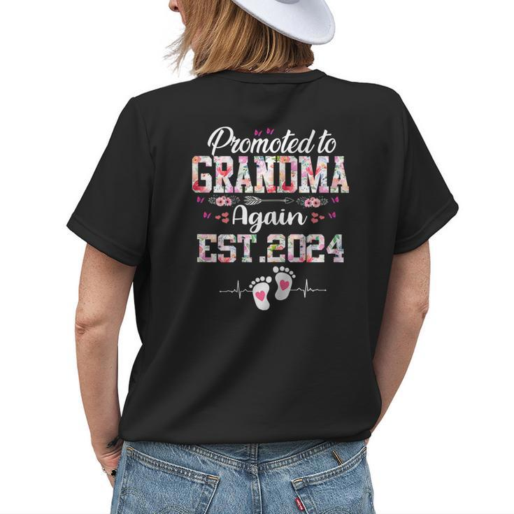 Promoted To Grandma Again 2024 Cute Baby Announcement Women  Womens Back Print T-shirt