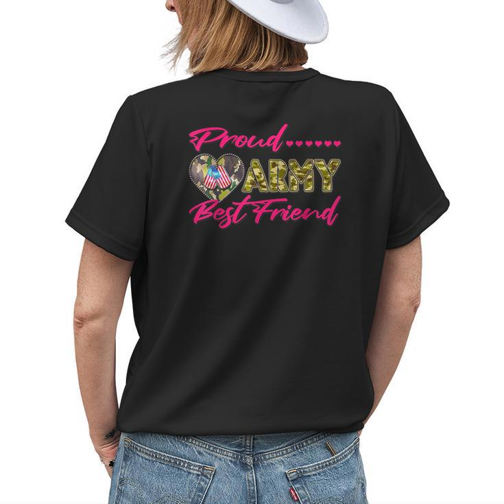 Proud Army Best Friend Camo Us Flag Dog Tag Military Friends Womens Back Print T-shirt Gifts for Her
