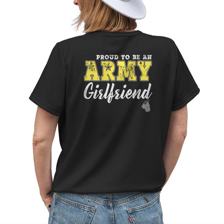 Proud Army Girlfriend Us Flag Dog Tags Military Couple Gifts Funny Military Gifts Womens Back Print T-shirt Gifts for Her