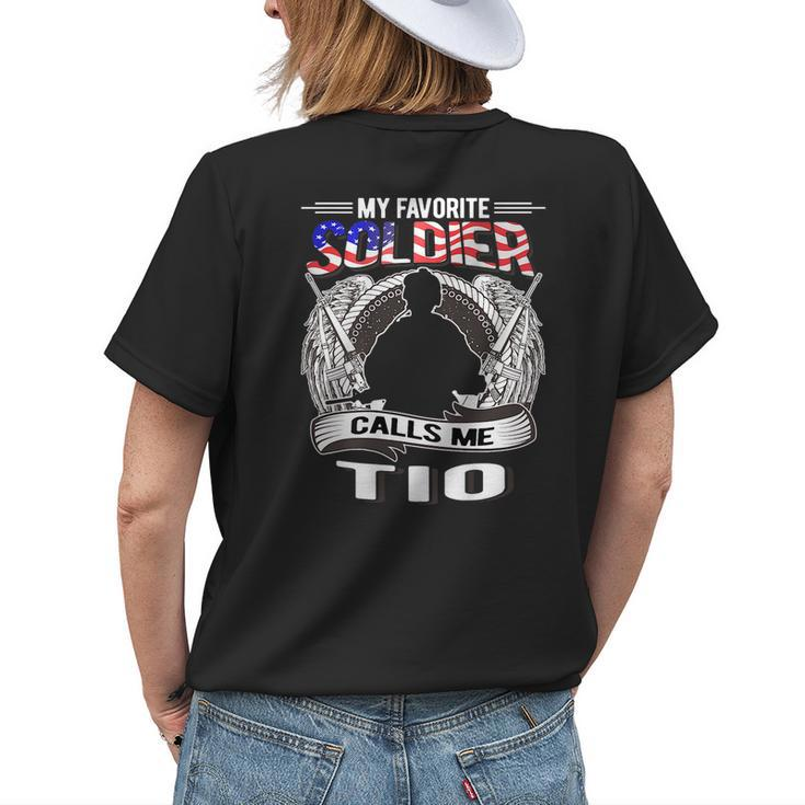 Proud Army Tio My Favorite Soldier Calls Me Tio Uncle Gift Womens Back Print T-shirt Gifts for Her