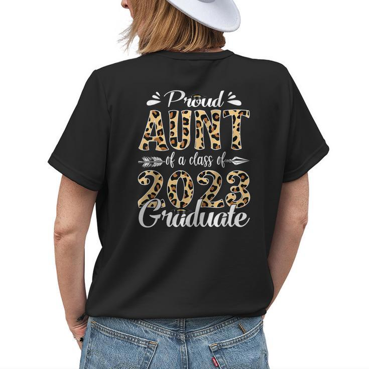 Proud Aunt Of A Class Of 2023 Graduate Leopard Senior 2023 Women's T-shirt Back Print Gifts for Her