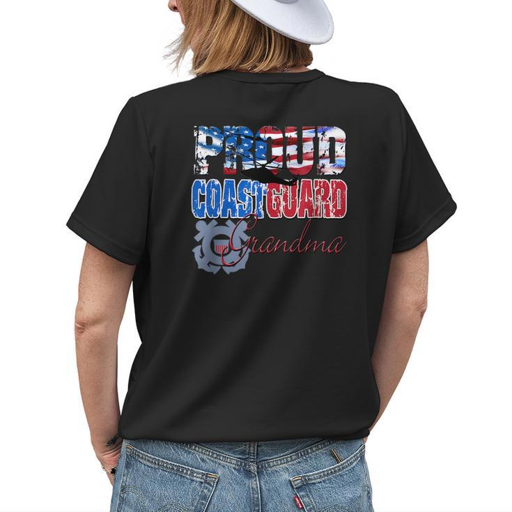 Proud Coast Guard Grandma  Patriotic Usa Veterans Day Gifts For Grandma Funny Gifts Womens Back Print T-shirt