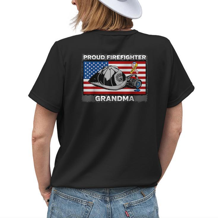 Proud Fire Fighter Grandma  Womens Back Print T-shirt