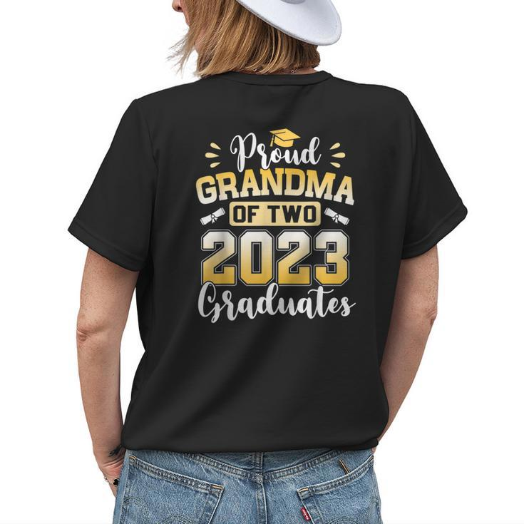 Proud Grandma Of Two 2023 Graduates Class Of 2023 Senior  Womens Back Print T-shirt