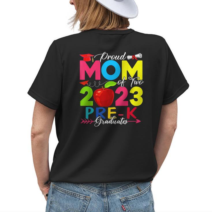 Proud Mom Of Two 2023 Pre-K Graduates Costume Family Womens Back Print T-shirt Gifts for Her