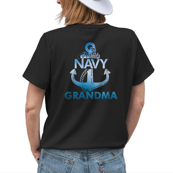 Proud Navy Grandma Gift Lover Veterans Day Womens Back Print T-shirt Gifts for Her