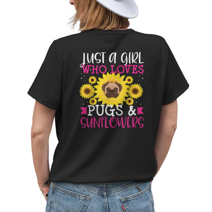 Pug Dog Mom Owner Sunflower Lover Cute Christmas Gift Womens Back Print T-shirt Gifts for Her
