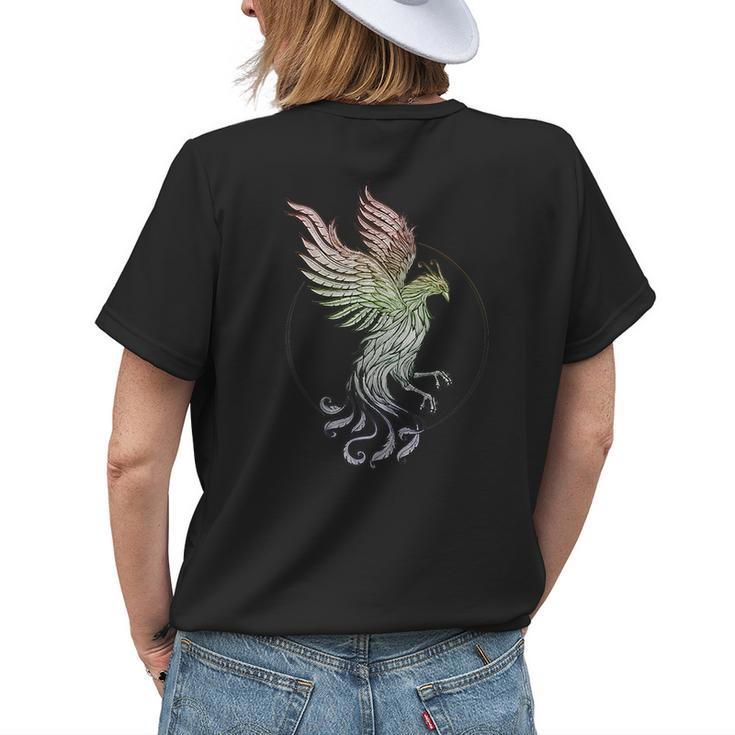 Rainbow Phoenix Flame - Lgbtq Pride - Mystical Design Womens Back Print T-shirt Gifts for Her