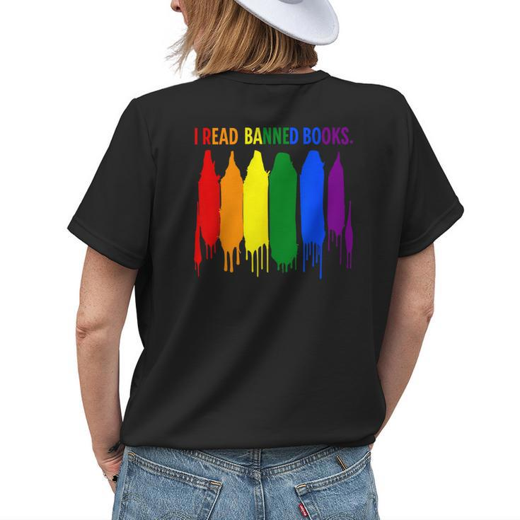 I Read Banned Books Week Rainbow Lgbt Book Lover Teacher Women's T-shirt Back Print Gifts for Her
