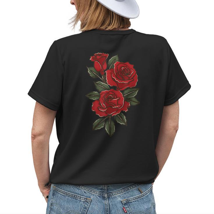 Red Roses I Flower Floral Garden Flowers Horticulture Gift Womens Back Print T-shirt Gifts for Her
