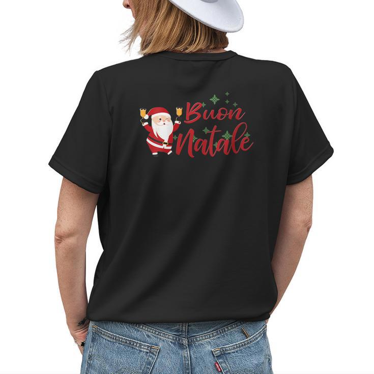 Regalo Familiare Italian Christmas Tanti Auguri Buon Natale Womens Back Print T-shirt Gifts for Her