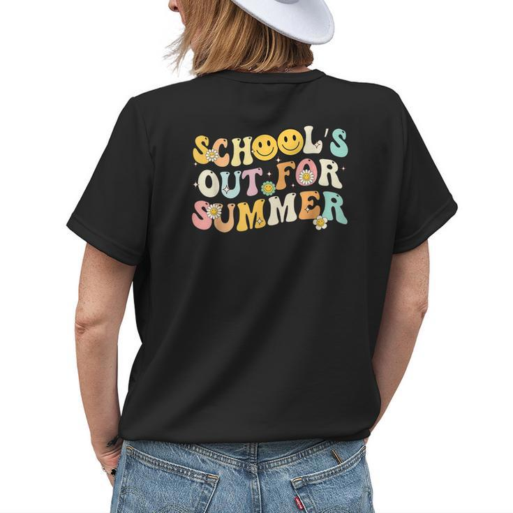 Retro Groovy Schools Out For Summer Graduation Teacher Kids Womens Back Print T-shirt Gifts for Her