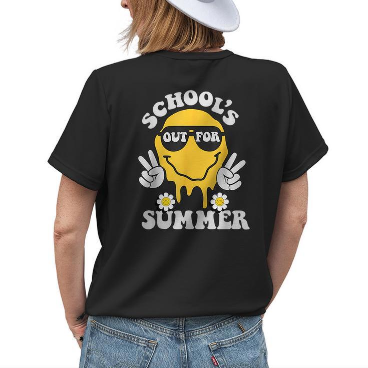 Retro Groovy Schools Out For Summer Graduation Teacher Kids Womens Back Print T-shirt Gifts for Her