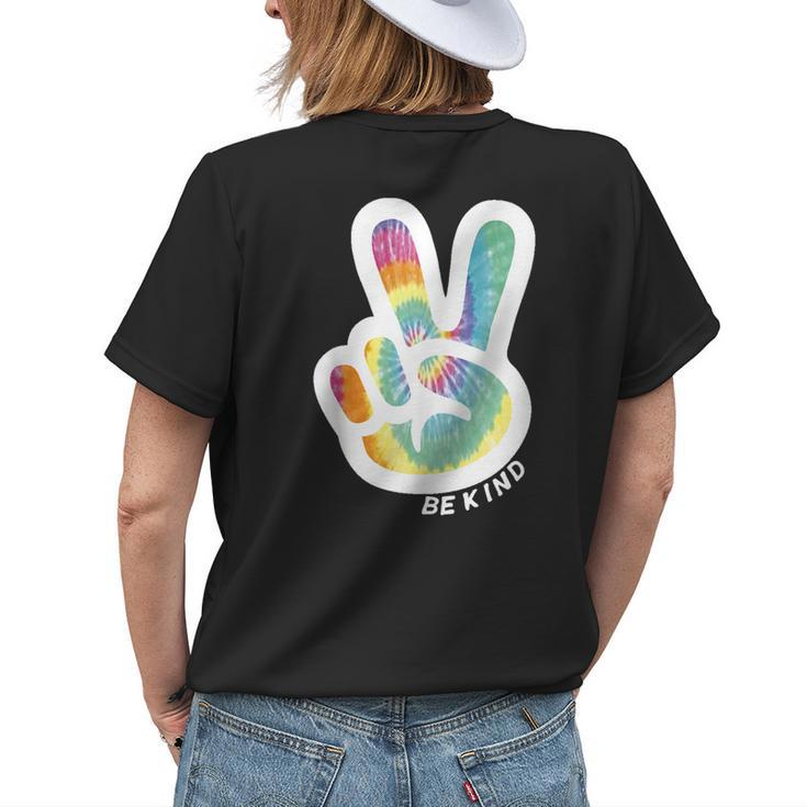Retro Tie Dye Peace Sign Be Kind Peace Love Kindness Gift Womens Back Print T-shirt Gifts for Her