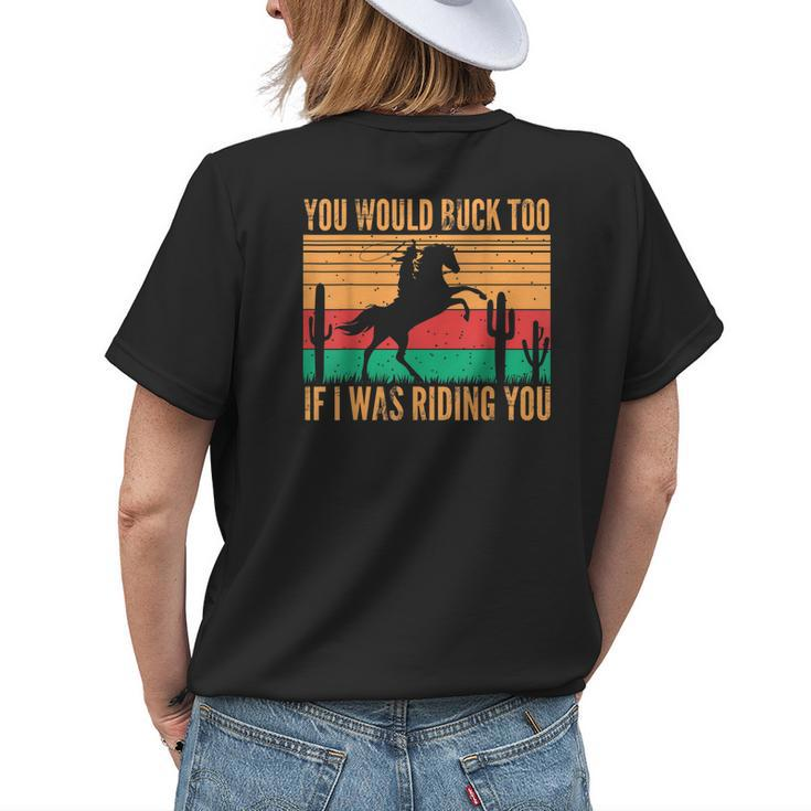 Riding Rodeo Cowgirl Horse Retro Sexy Cowgirls Funny Western Womens Back Print T-shirt Gifts for Her