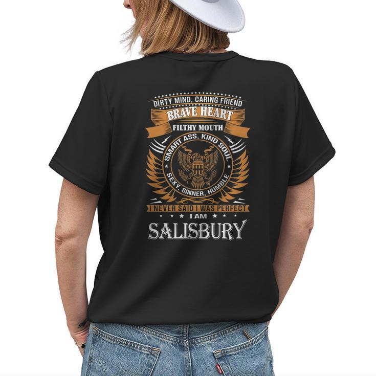 Salisbury Name Gift Salisbury Brave Heart V2 Womens Back Print T-shirt Gifts for Her