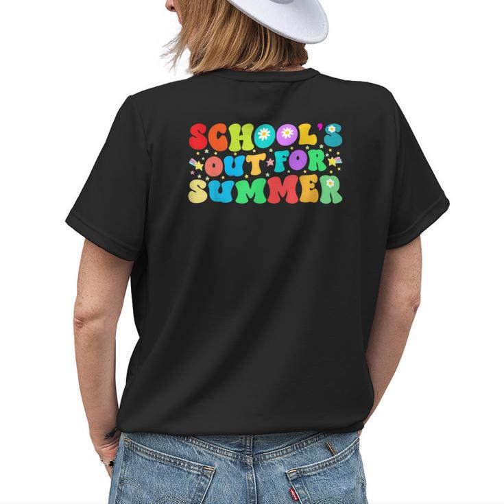 Schools Out For Summer Retro Groovy Kids Graduation Teacher Womens Back Print T-shirt Gifts for Her