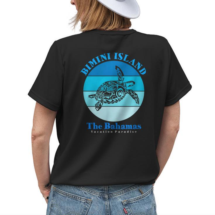 Sea Turtle Bimini Island Bahamas Ocean Womens Back Print T-shirt Gifts for Her