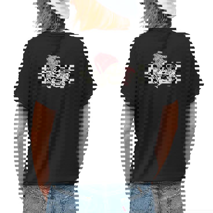 Skeleton Peace Sign Coffee Checkerboard Gifts For Coffee Lovers Funny Gifts Womens Back Print T-shirt Gifts for Her