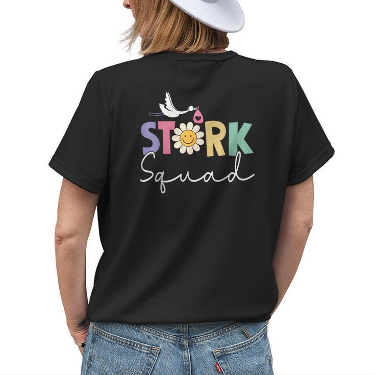 Stork Squad Labor & Delivery Nurse L&D Mother Baby Nurse Womens Back Print T-shirt Gifts for Her