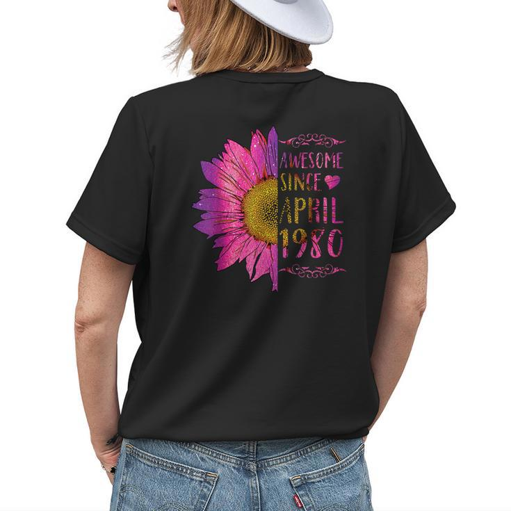 Sunflower Birthday For Women Awesome Since April 1980 Womens Back Print T-shirt Gifts for Her