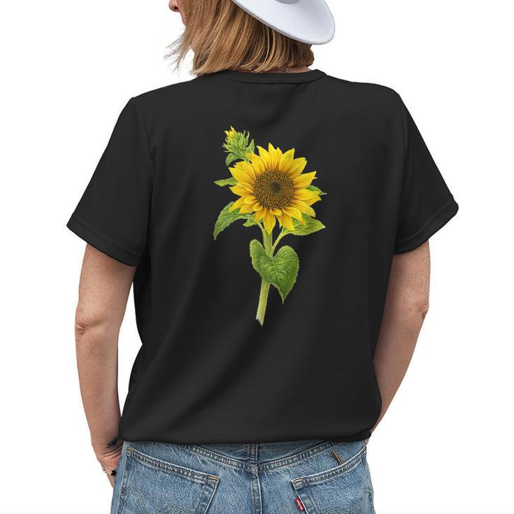 Sunflower Wildflower Vintage Botanical Plant Gardening Womens Back Print T-shirt Gifts for Her
