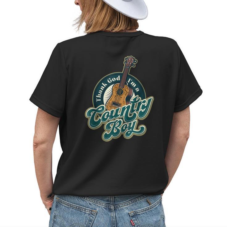 Thank God Im A Countryboy Country Music Hat Cowgirl Band Womens Back Print T-shirt Gifts for Her