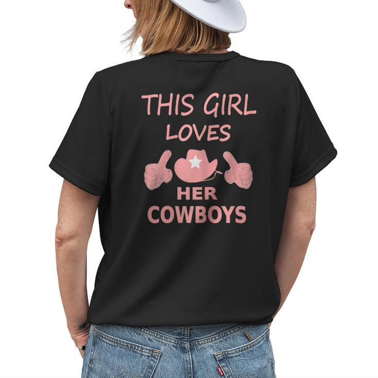 This Girl Loves Her Cowboys Cute Football Cowgirl Womens Back Print T-shirt Gifts for Her