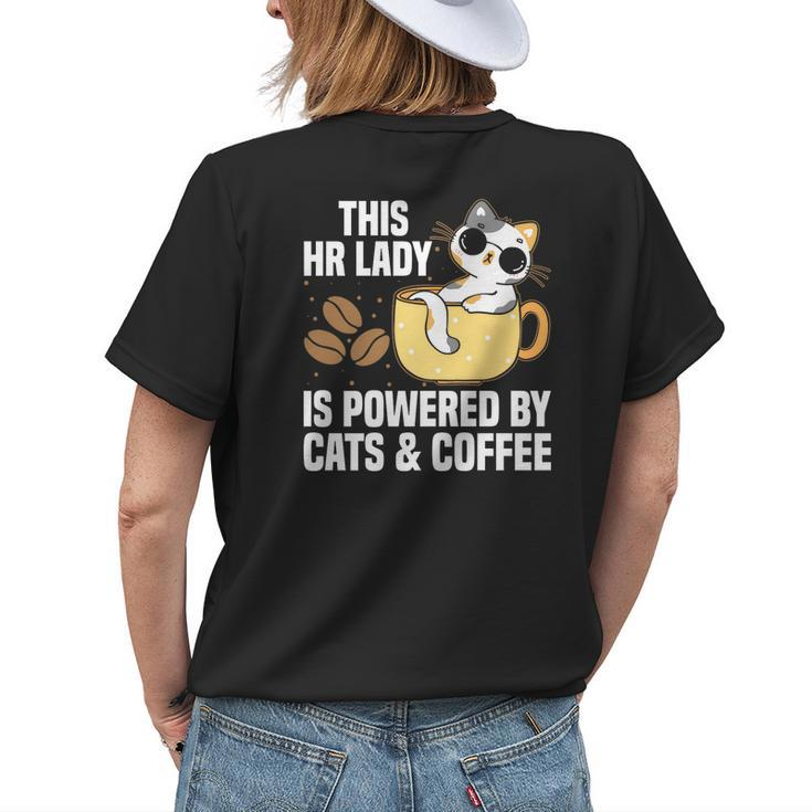 This Lady Is Powered By Cats & Coffee - Expressive Design Womens Back Print T-shirt Gifts for Her