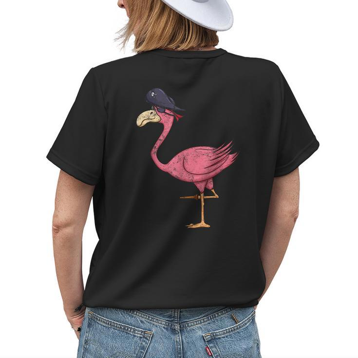 Vintage Pirate Pink Flamingo With Eyepatch Halloween Costume Halloween Funny Gifts Womens Back Print T-shirt Gifts for Her