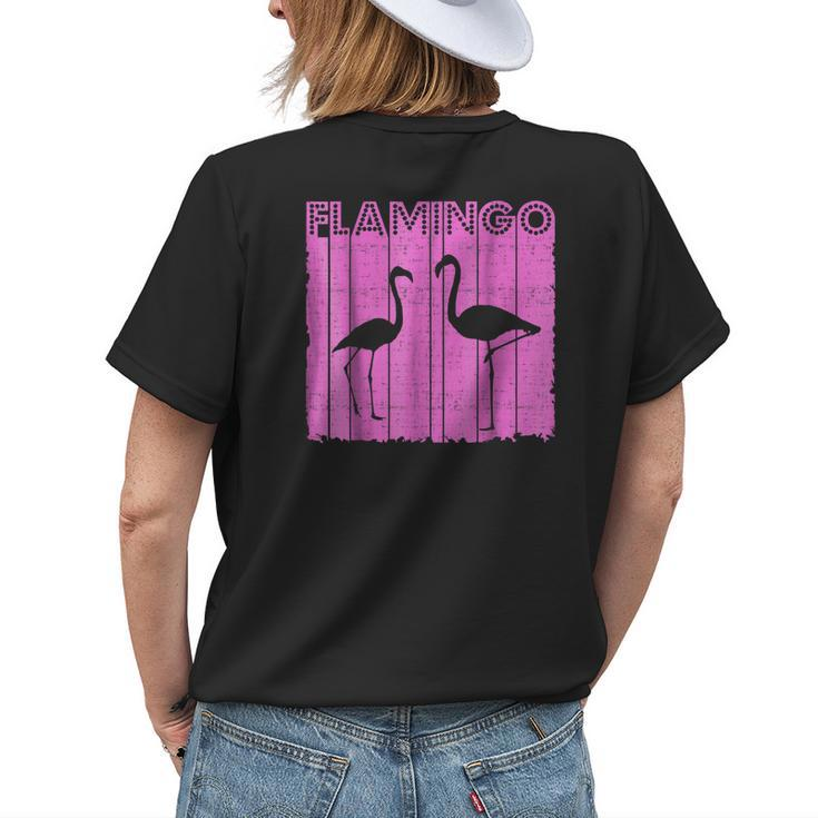 Vintage Retro Flamingo 80S Purple Neon Geometric Womens Back Print T-shirt Gifts for Her