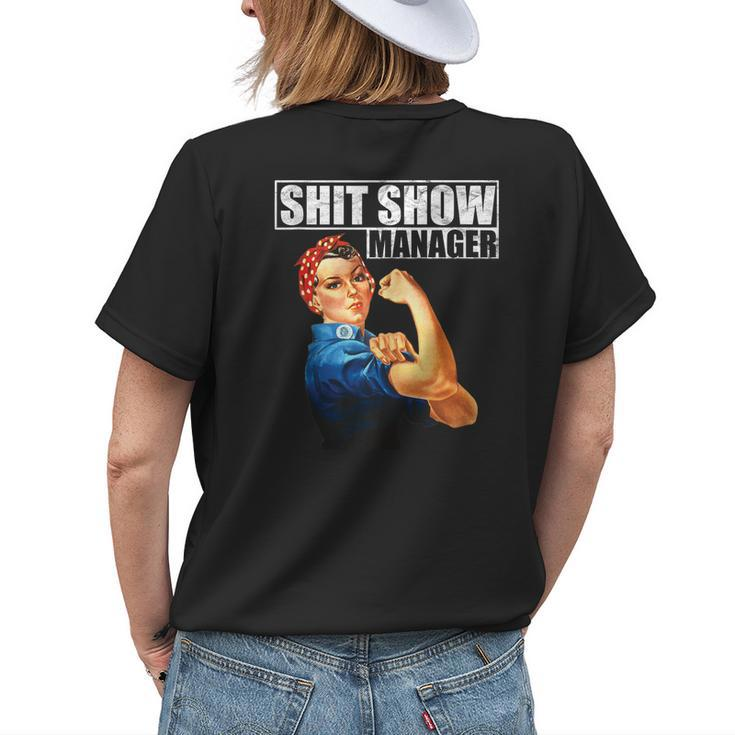 Vintage SHIT Show Manager Funny Mom Boss Supervisor Womens Back Print T-shirt Gifts for Her