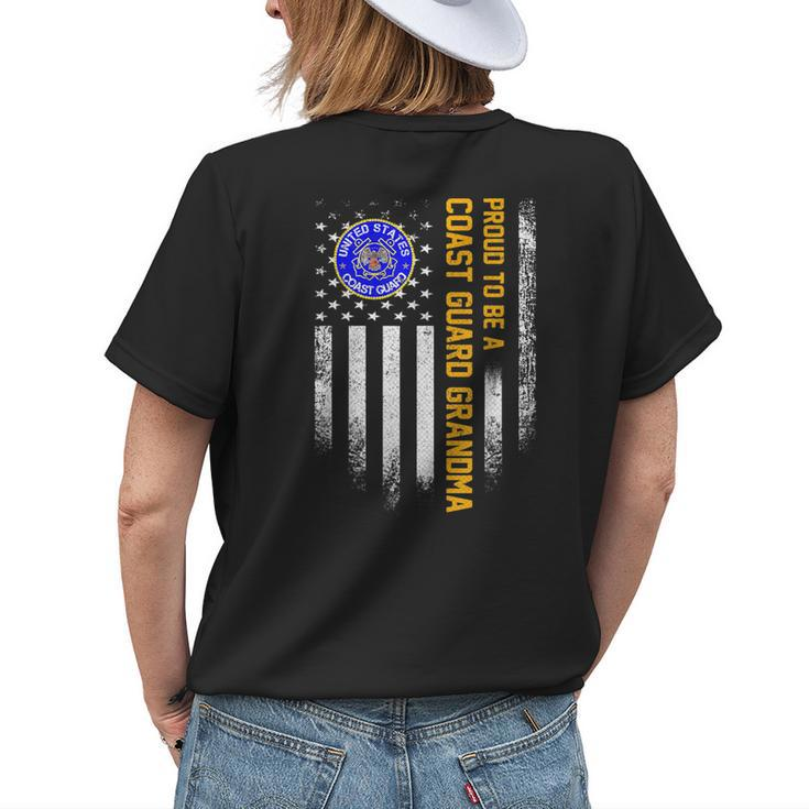Vintage Usa American Flag Proud To Be A Coast Guard Grandma Gifts For Grandma Funny Gifts Womens Back Print T-shirt