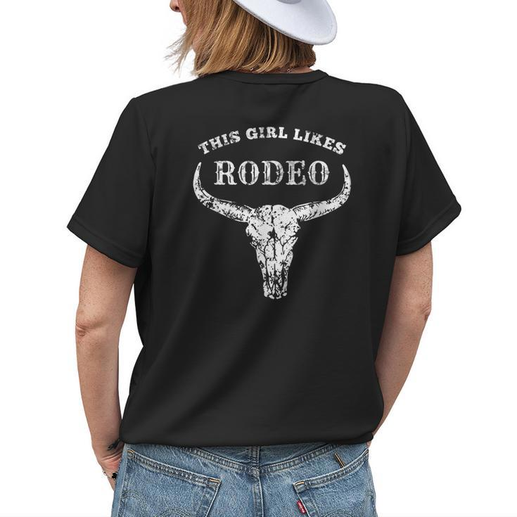 Western Country This Girl Likes Rodeo Howdy Vintage Cowgirl Womens Back Print T-shirt Gifts for Her