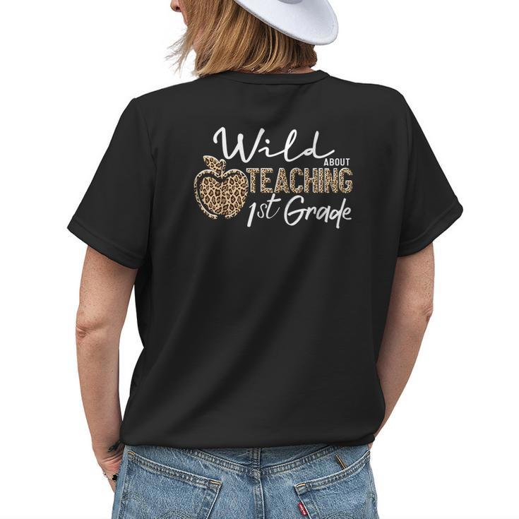 Wild About Teaching School Crew 1St Grade Teacher Squad Womens Back Print T-shirt Gifts for Her