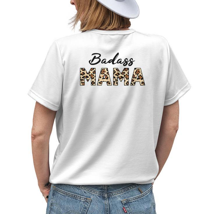 Badass Mama Funny Leopard Cheetah Mom Print Mothers Day Womens Back Print T-shirt Gifts for Her