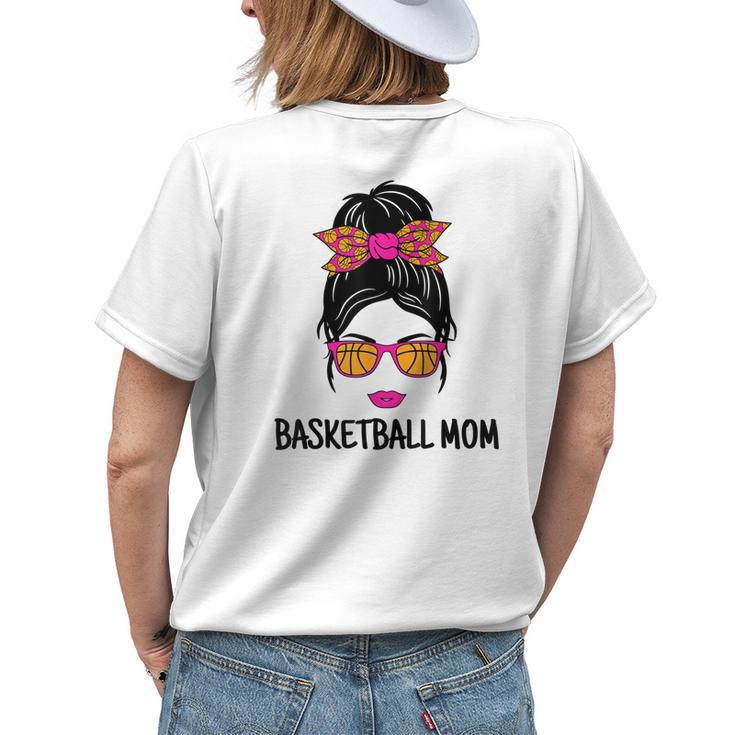 Basketball Mom Messy Bun Cute Basketball Lover Women Ladies Womens Back Print T-shirt Gifts for Her